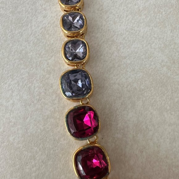 CN PJM signed yellow gold plated pink purple jewels gemstones statement necklace - Picture 3 of 7